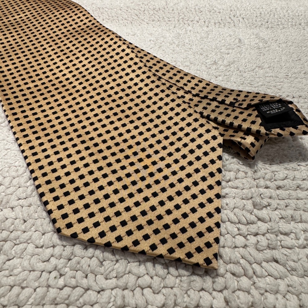 Bergamo New York Tie XL Gold Silk Geometric Professional Business Classic
